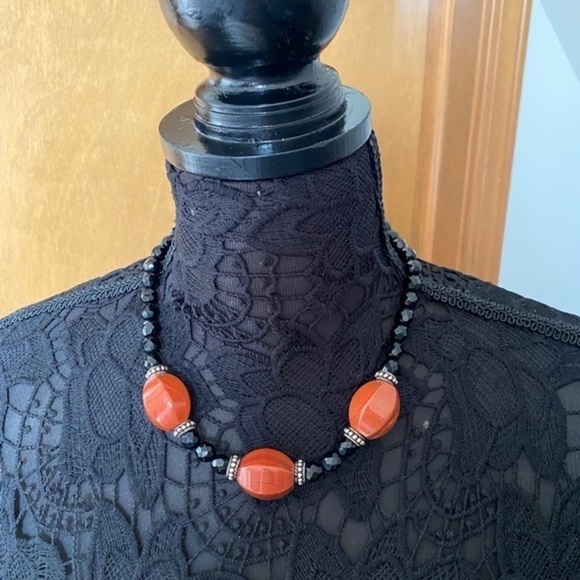 Artisan 925 Silver Black Crystal Beaded Boho Choker Statement Necklace N… - Picture 4 of 9